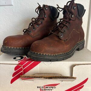 RED WING Women's 8.5 Sturdy Leather Steel Toe Safety Boots Ankle Support